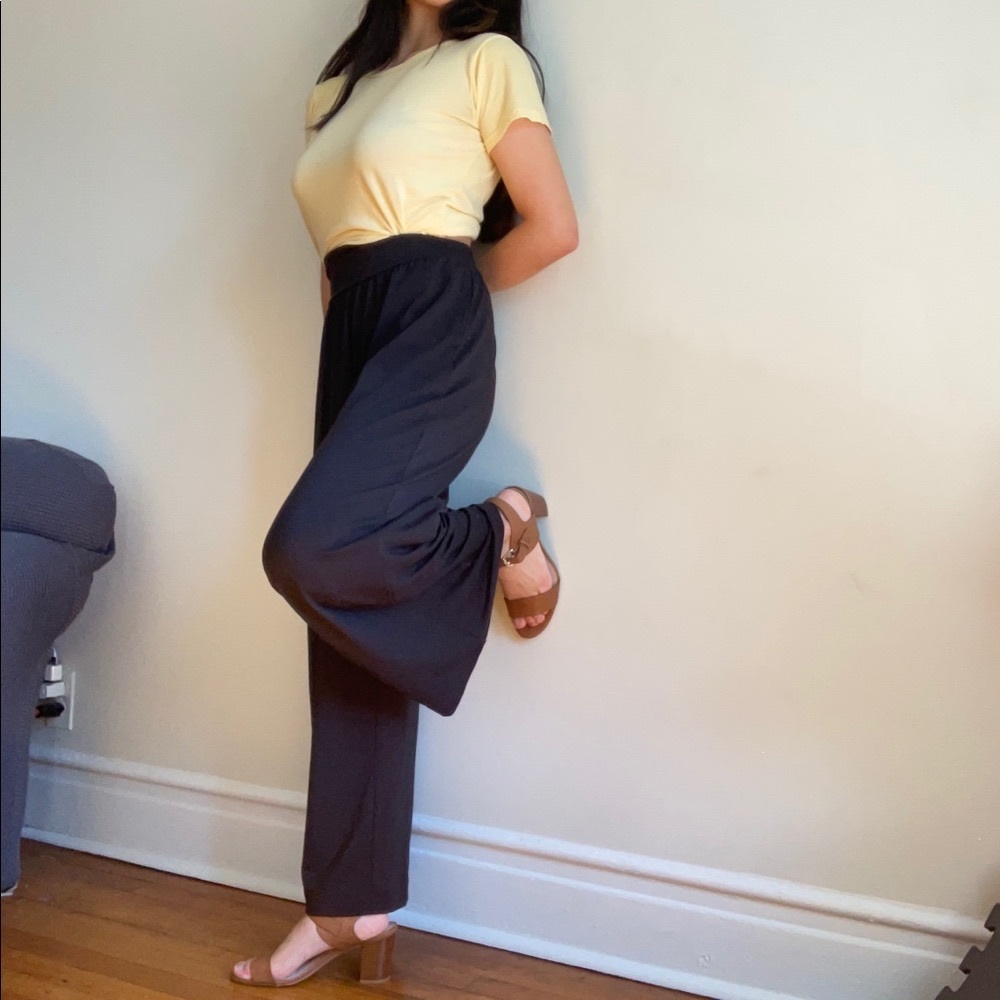 Black High Waisted Wide Leg Flared Pants/Trousers